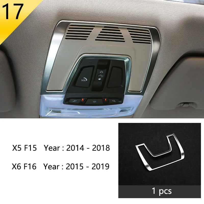Chrome Car Styling Interior Button Panel Decoration Cover Trim Sticker frame For BMW X5 X6 F15 F16 2014-2019 Auto Accessories