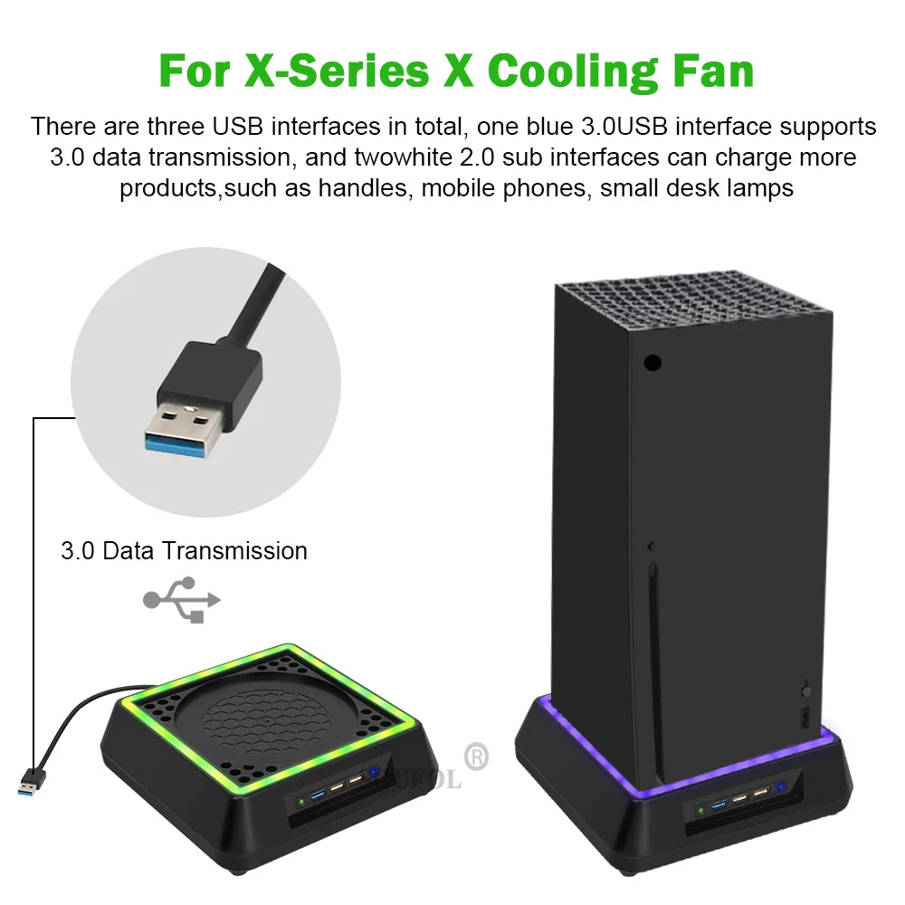 For Xbox Series X Console Cooling Fan Led Light External Hea
