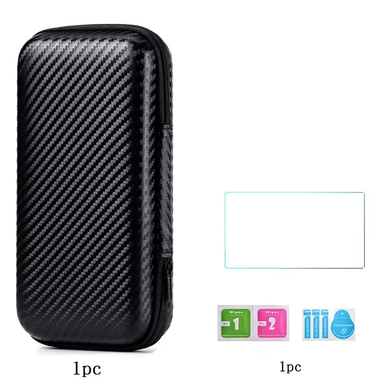Portable Waterproof Hard Carrying Case Bag+9H Tempered Glass Film Screen Protector for Trimui Smart Pro Handheld Game Console