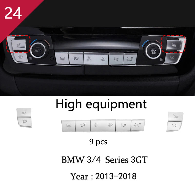 For BMW 3 4 Series 3GT F30 F32 F34 Car Styling interior Gearshift AC CD button Panel Door Armrest Decoration Cover Trim Sticker