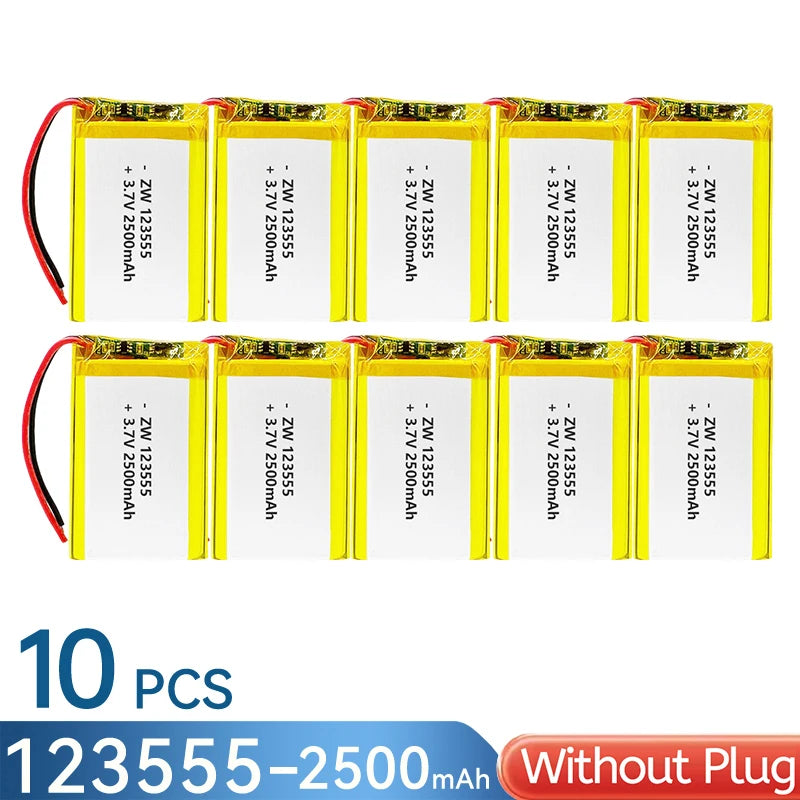 3.7V 2500mAh 123555 Battery Lipo Polymer Lithium Ion Rechargeable Batteries Built-in Lithium Battery Replace 124060 104060