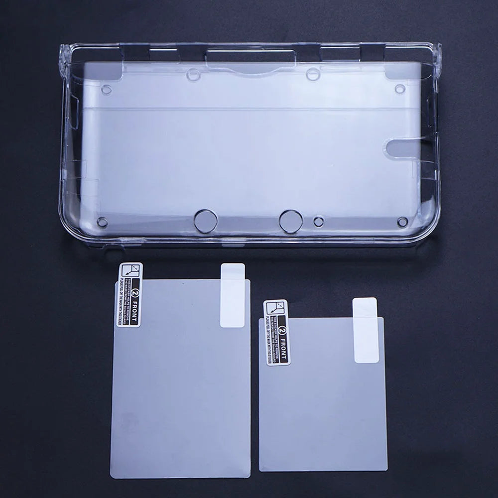 Plastic Clear Crystal Shell Skin Case Cover For 3DS 3DS XL LL New 3DS New 3DS XL/LL Game Console With Screen Protective Film