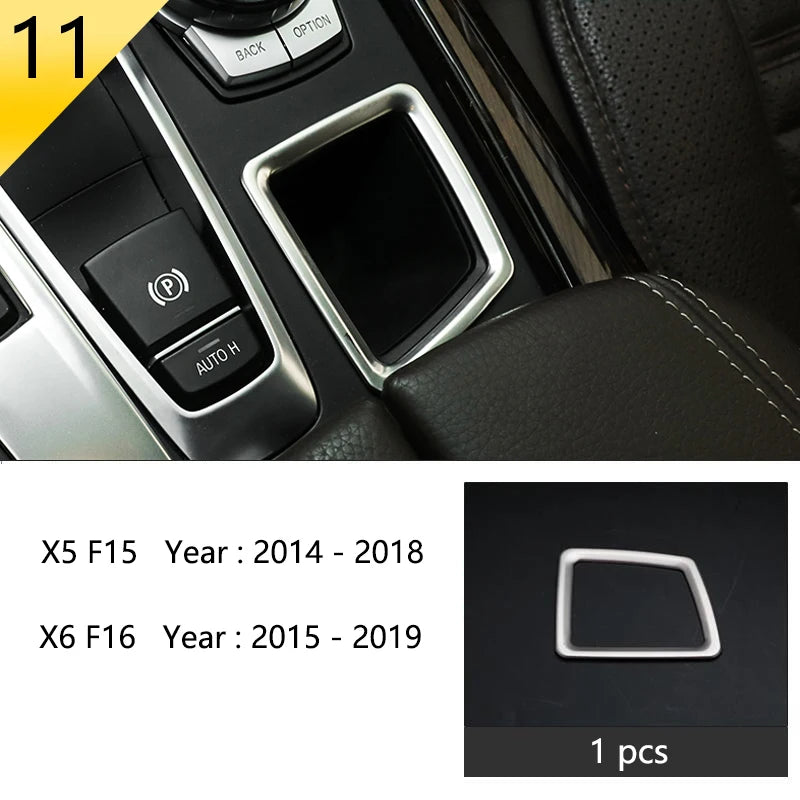 Chrome Car Styling Interior Button Panel Decoration Cover Trim Sticker frame For BMW X5 X6 F15 F16 2014-2019 Auto Accessories