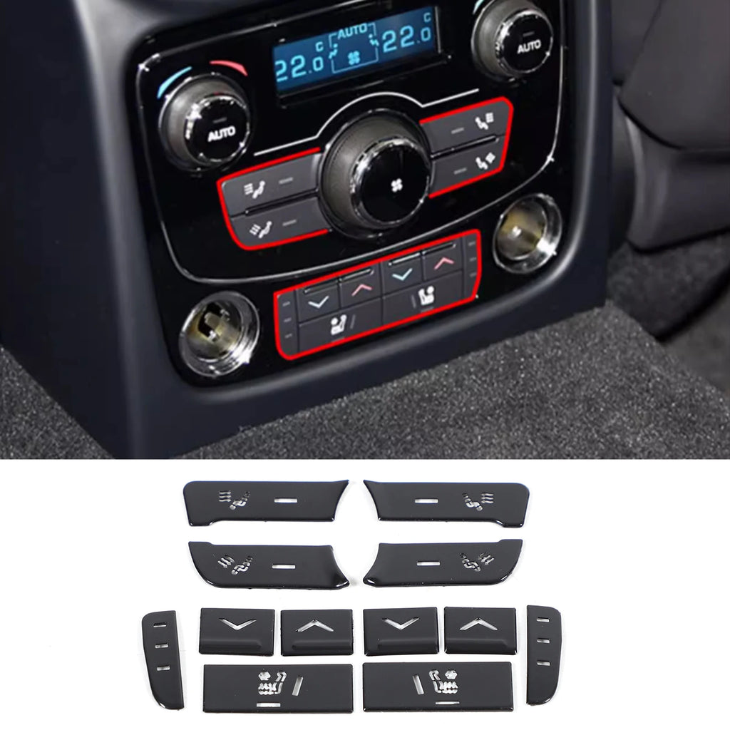 For Jaguar XF XJ 2010-2019 Black Button Stickers Black Covers For Jaguar Car Accessories Interior AC Gear Switch Repair Decals