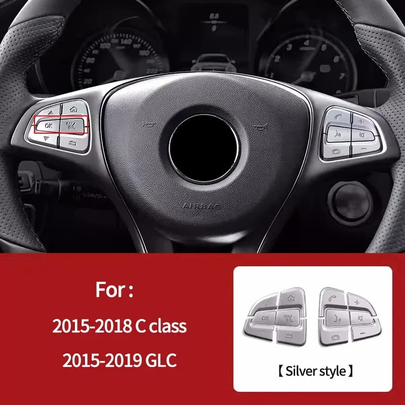 Car steering wheel button decorative protection sticker For Mercedes Benz A C B E G S Class GLC CLS GLA CLA SLK GLE GLK ML GL
