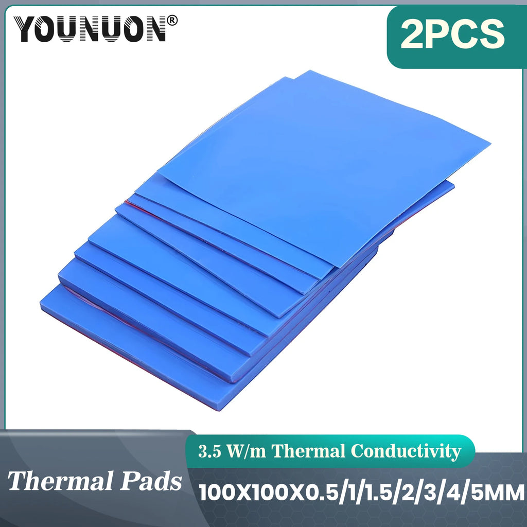 2 Pieces 100x100mm Thermal Pad 0.5mm/1mm/1.5mm/2mm/2.5mm/3mm