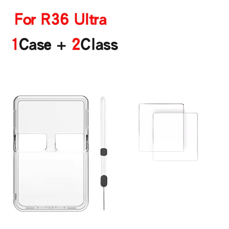 TOFON Transparent protective case For R36 Ultra game console storage bag EVA shell resistant scratch resistant screen film