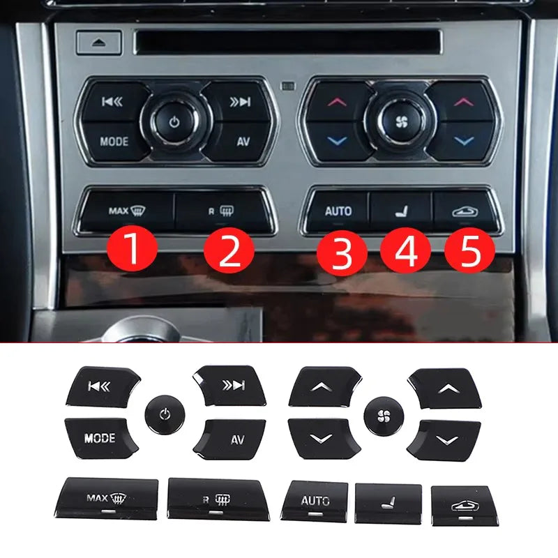 For Jaguar XF XJ 2010-2019 Black Button Stickers Black Covers For Jaguar Car Accessories Interior AC Gear Switch Repair Decals