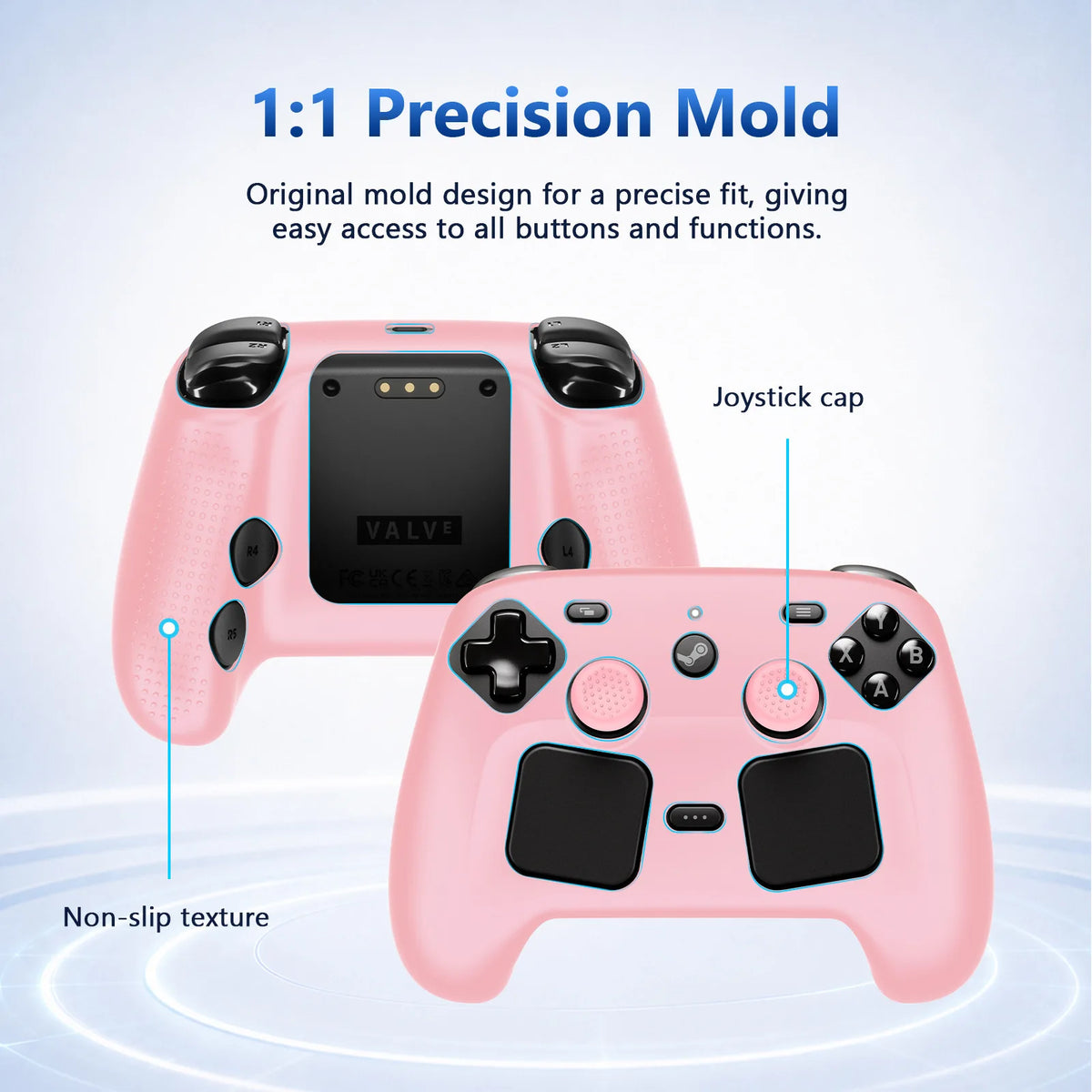 Silicone Game Controller Case With Joystick Cap For Steam Co