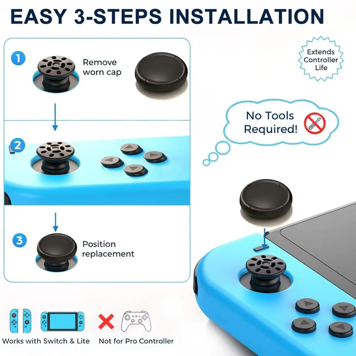 Switch Joy-Con Joystick Thumb Grips Replacement Caps Analog 