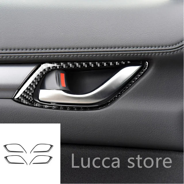 For Mazda CX-5 CX5 2017 2018 Electronic Handbrake Knob Button Panel Cover Trim Sticker Carbon Fiber Interior Auto Assesories