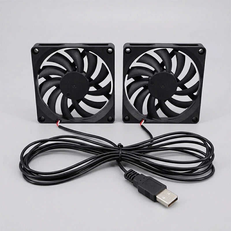 2 in 1 Black 8CM 10mm 8010 5V USB Powered Oil Bearing Comput