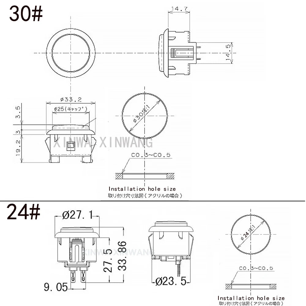 24mm 30mm Push Button Game Coin Start Switchs For Copy Sanwa