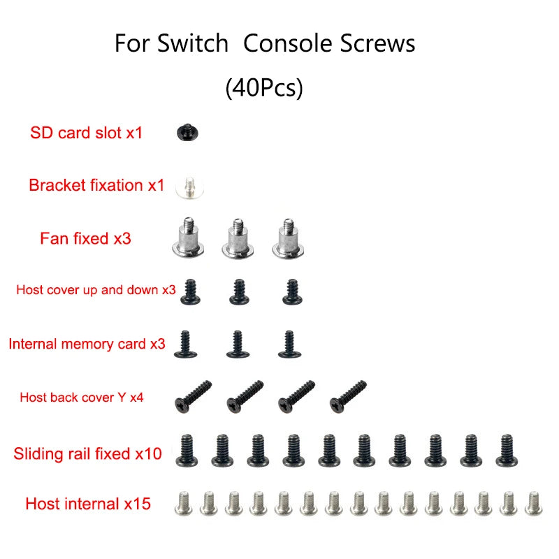 For Switch Console Housing Screw Replacement Full Screws Set Spring Repair Kit for Switch Console Joycon Tools Accessories
