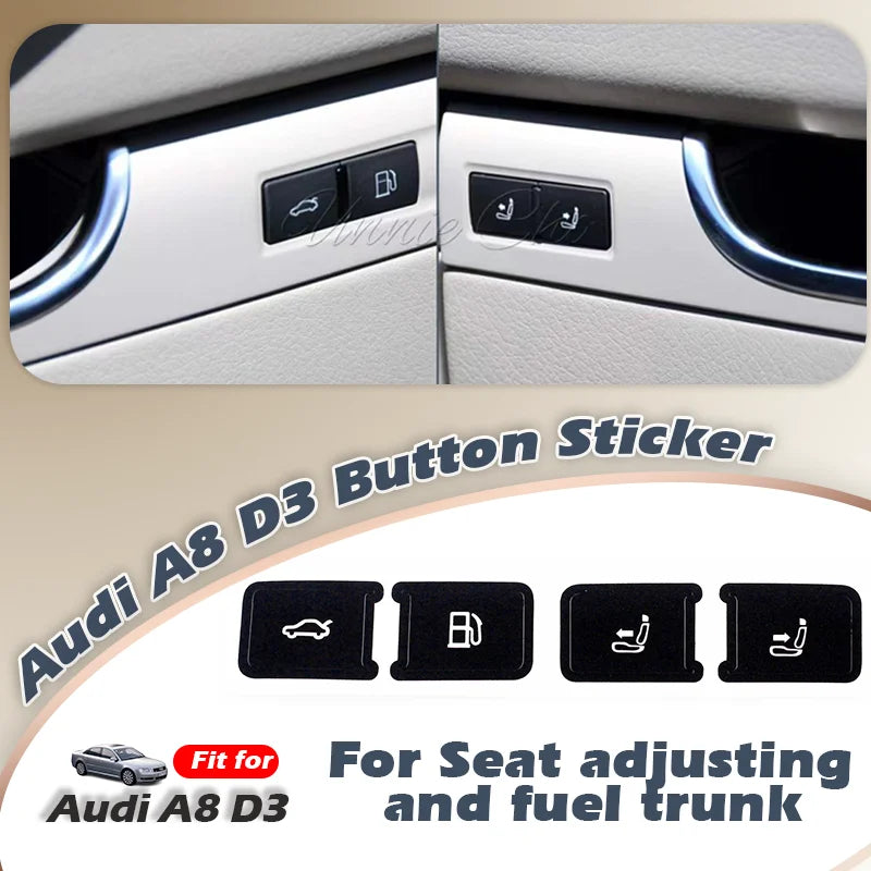 For Audi A8 D3 4E Interior Button Decals 2004 to 2009 For Audi S8 D3 Accessories Refinishing Worn MMI Panel Central Door Lock