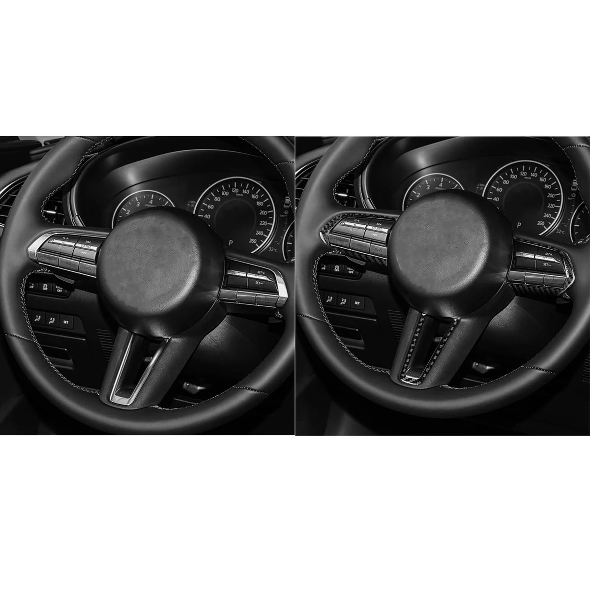 For Mazda 3 Axela 2019-2026 Carbon Fiber Steering Wheel Butt