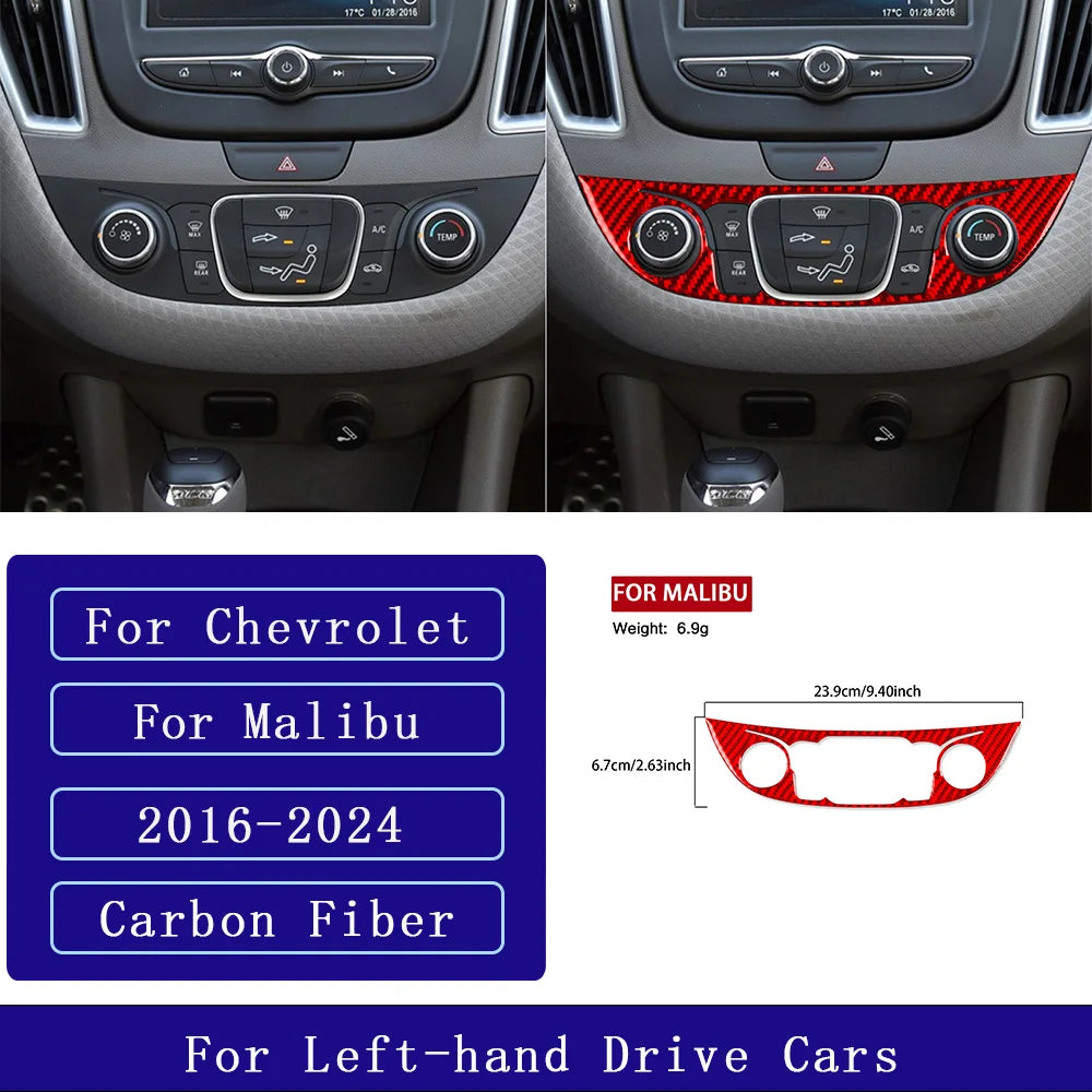 For Chevrolet Malibu 2016-2024 Carbon Fiber Central Control Button Panel Trim Cover Car Interior Accessories Decorative Stickers