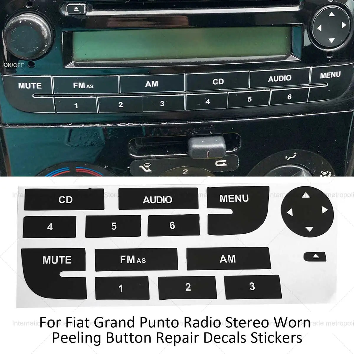 Car Radio Button Repair Sticker For Fiat Grand Punto Radio S