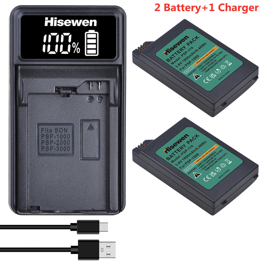 PSP-110 PSP-1005 Replacement Lithium Batteries for Sony PlayStation Portable Console PSP-1000 Gamepad Battery/Charger