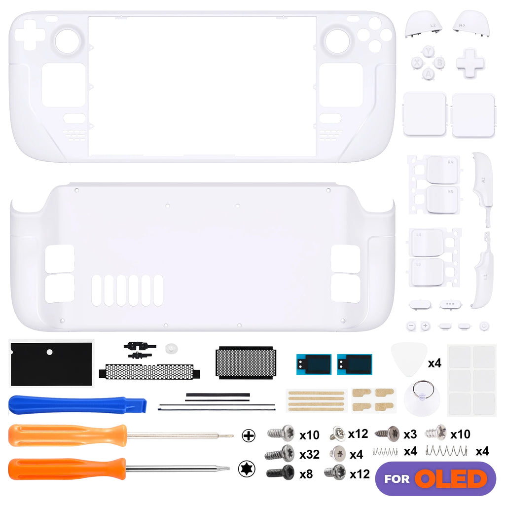 eXtremeRate Replacement Full Set Housing Shell W/Buttons for Steam Deck OLED Custom DIY Faceplate Back Plate Trackpad Case