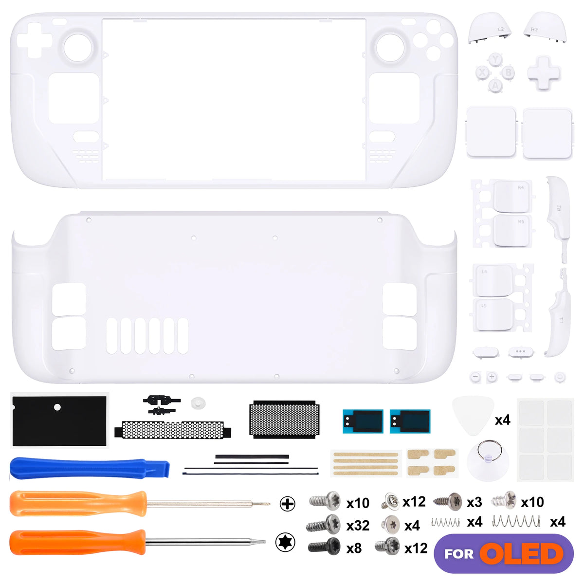 eXtremeRate Replacement Full Set Housing Shell W/Buttons for Steam Deck OLED Custom DIY Faceplate Back Plate Trackpad Case