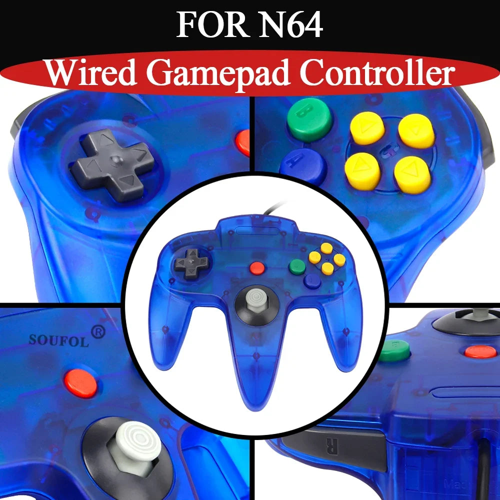 For N64 Colorful Wired Handle Controller Durable Replacement