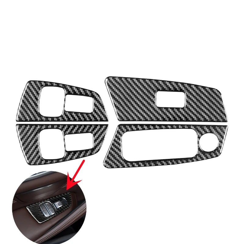 For BMW 5 Series G30 2018-2022 Accessories Carbon Fiber Interior Car Windows Lifting Button Control Panel Trim Cover Stickers