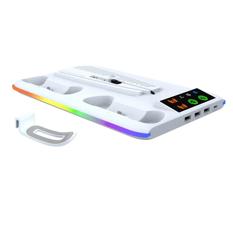 For PS5/Slim/Pro Cooling Stand with LED Controller Charging Station 3-Gear Cooling Fan for PlayStation 5 Console Accessories