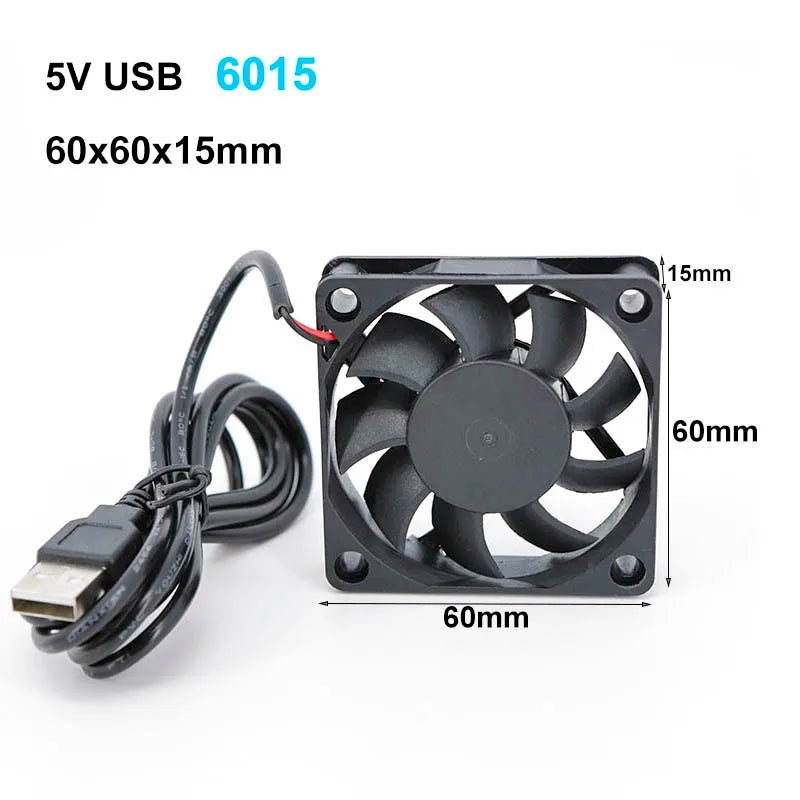2510 8010 6010 6015 6025 6CM 8CM 60x60x25mm 80x80x10mm DC 5V USB Power Cooling Case Fan For Receiver DVR Xbox TV Box Router W28