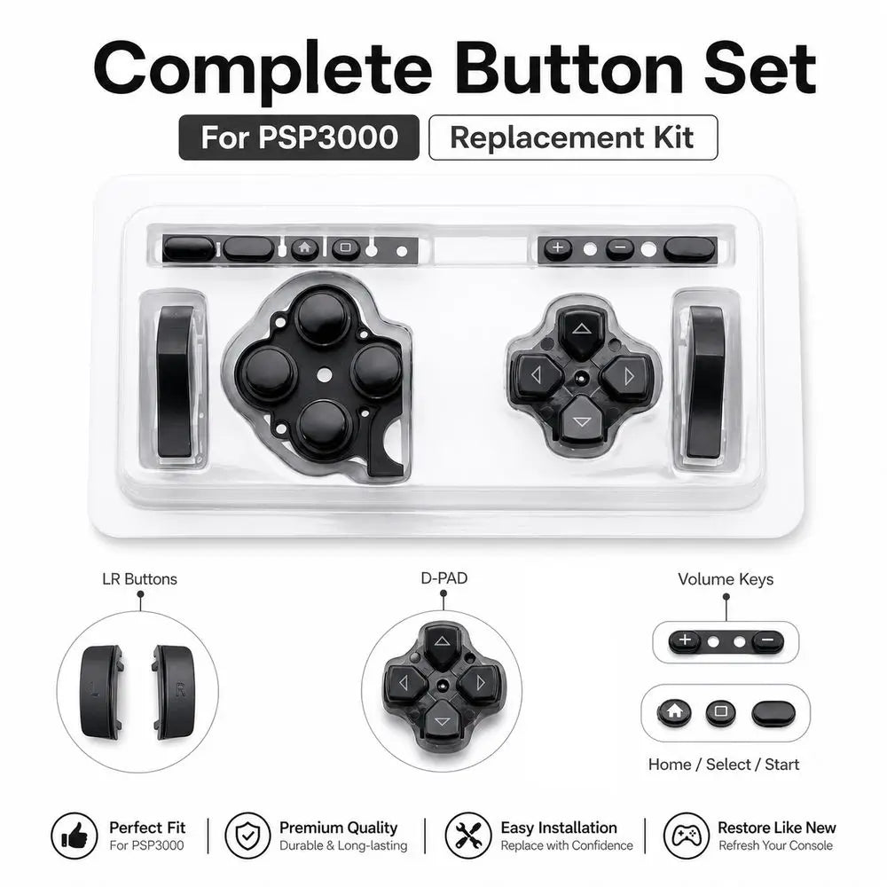 1Set Button Replacement Kit LR Buttons D PAD Volume Key Game