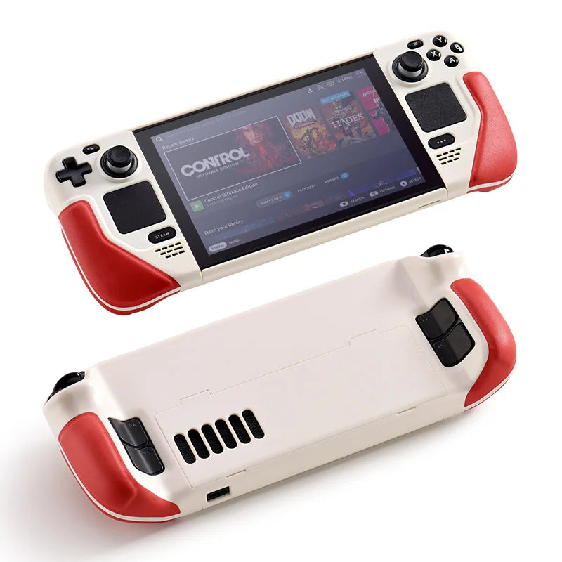 For Steam Deck Protective Case Cowhide Wrapping Host with Bracket Protective Cover for steam deck oled Flip Leather Grip