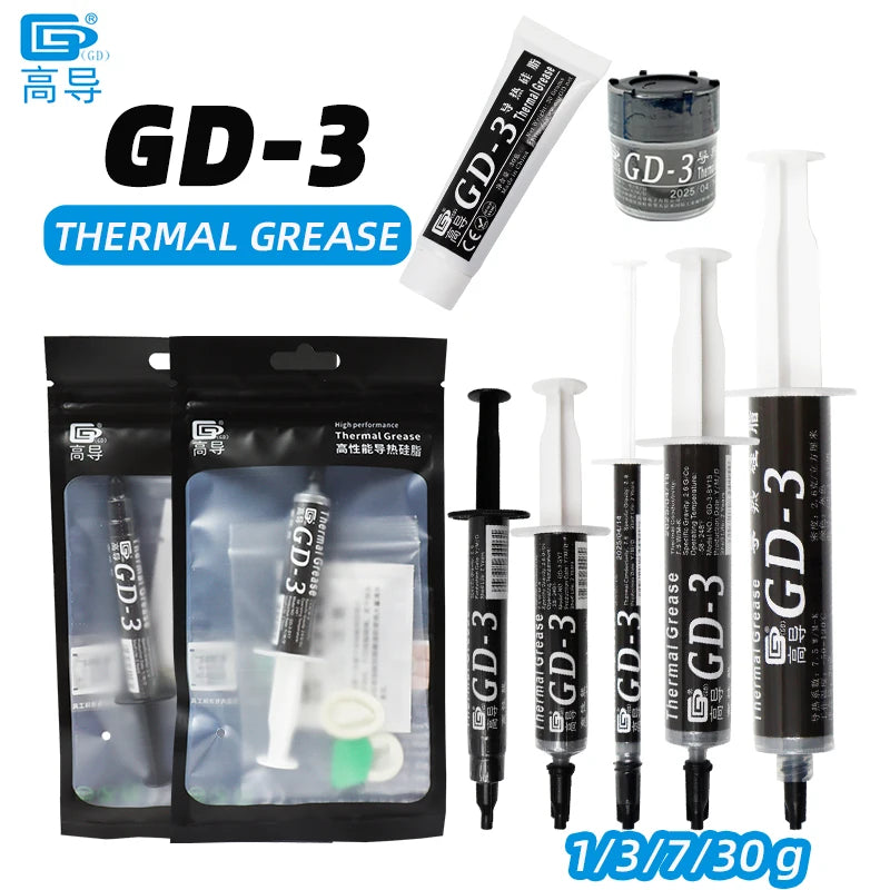GD-3 Thermal Paste Performance 1/3/7/15/30g Gray 7.5W/m-k Fo