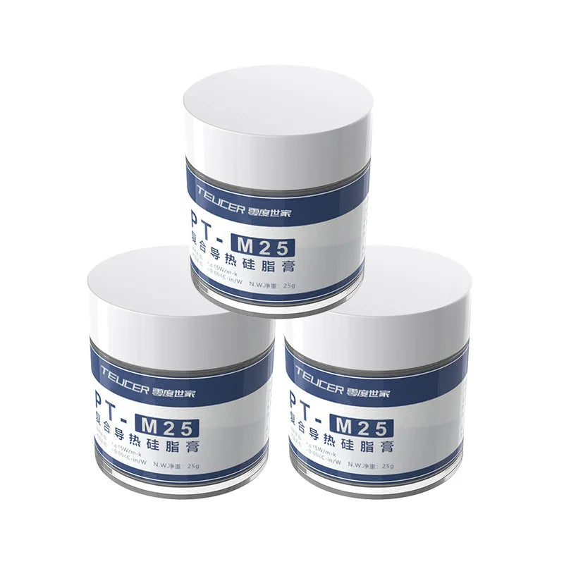 Teucer 25g Canned Thermal Compound Paste Coolers Heat Sink Grease Heatsink Plaste High Durability for CPU GPU PS4 with Scraper