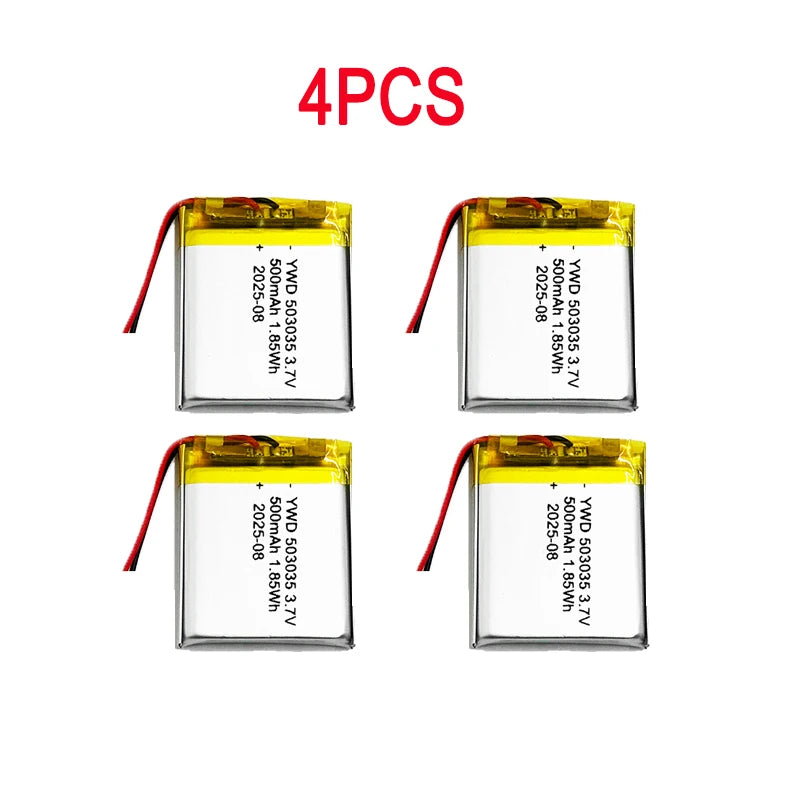 3.7V 500mAh 503035 Rechargeable Li-Polymer Battery Replacement for Car Recorder GPS Navigation VR Player MP3 DVD