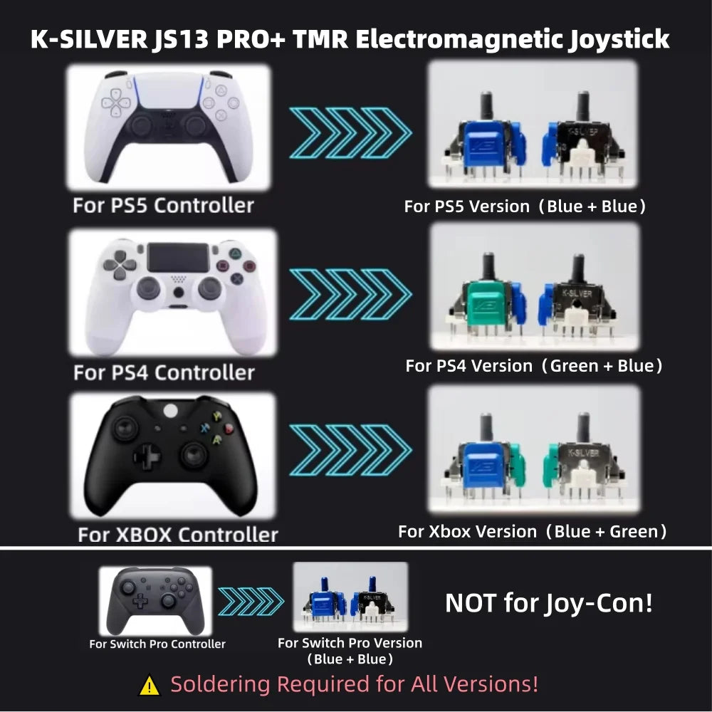 K-SILVER JS13 PRO+ TMR Joystick Hall Effect for PS5 Edge Dua