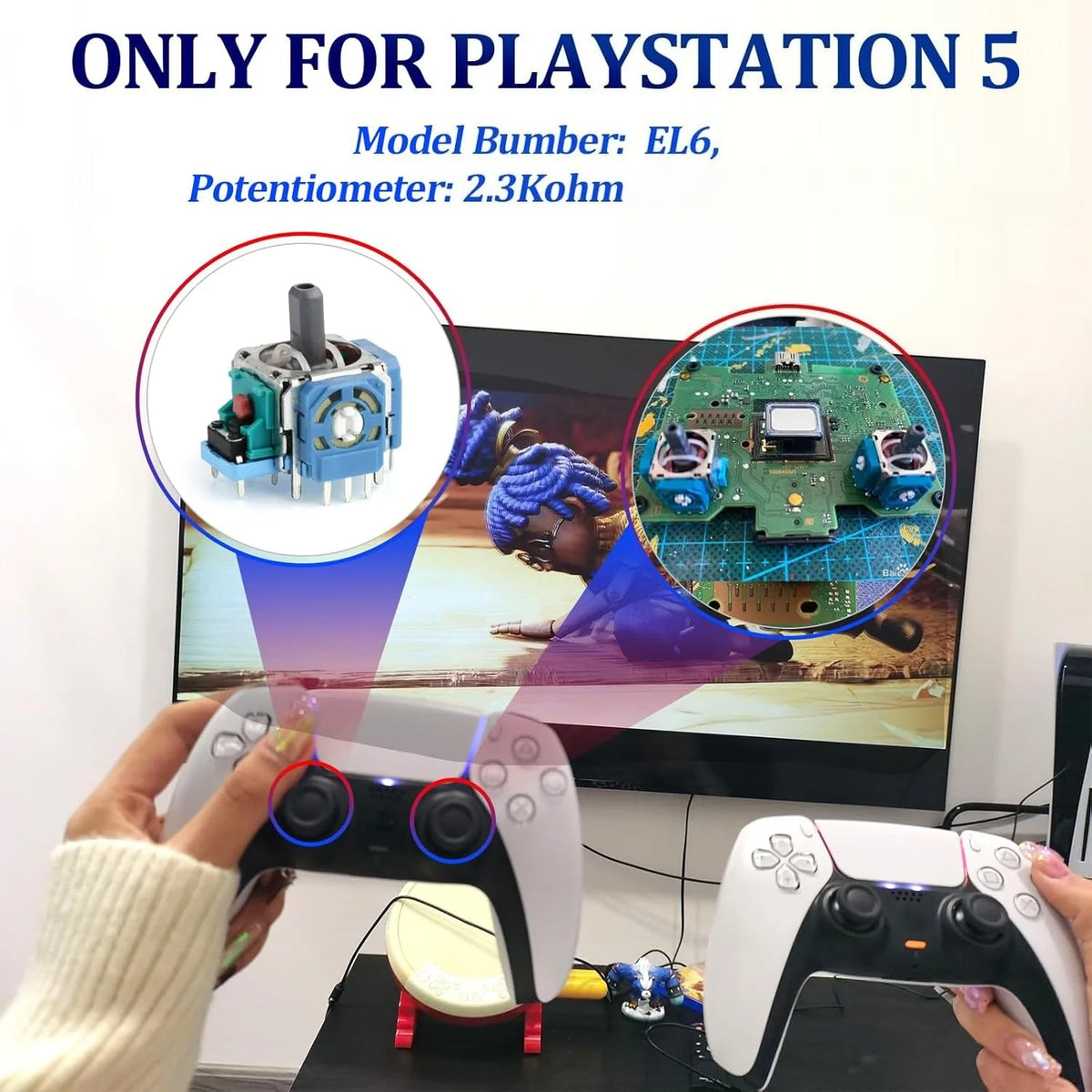 3D Analog Joystick Thumb Stick Replacement for PS5 DualSense