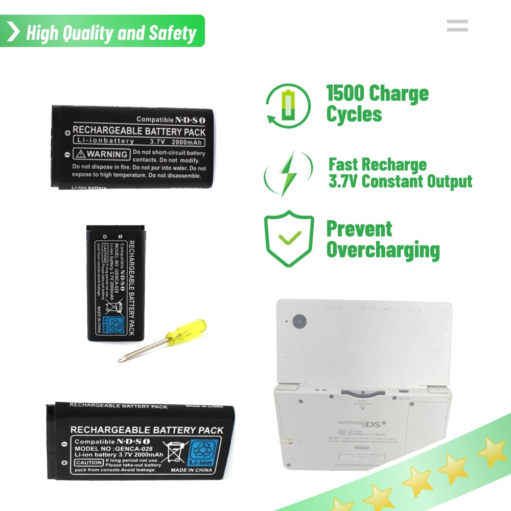 PUJIMAX 2000mAh Rechargeable Lithium-ion Battery 3.7V for Ni