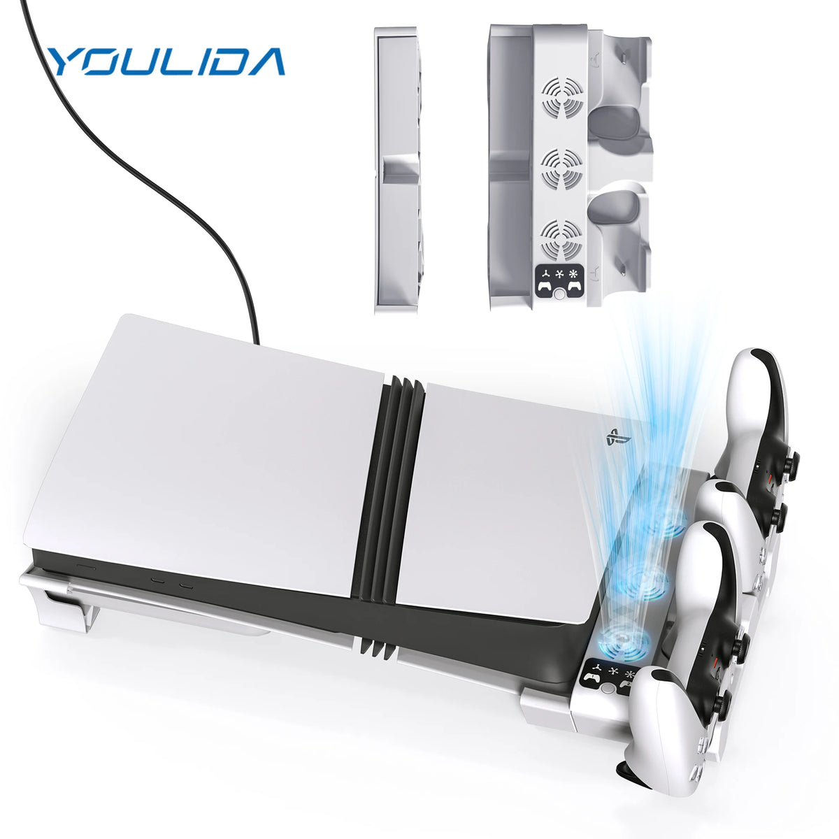 Horizontal Cooling Stand for PS5 PRO/Slim Game Controller Ch