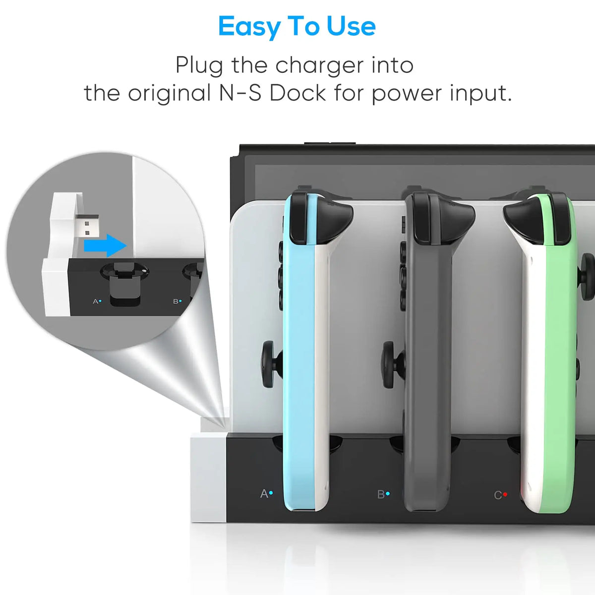 Controller Charger Dock Compatible with Nintend Switch OLED 