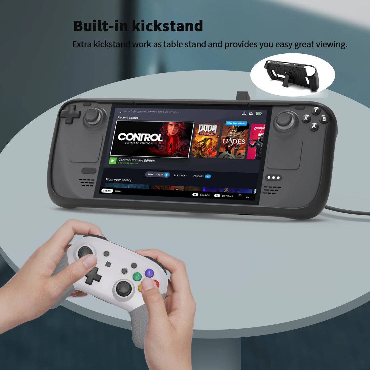 JYS-SD009 Steam Deck Protective Case Kit TPU Case + Stand + 