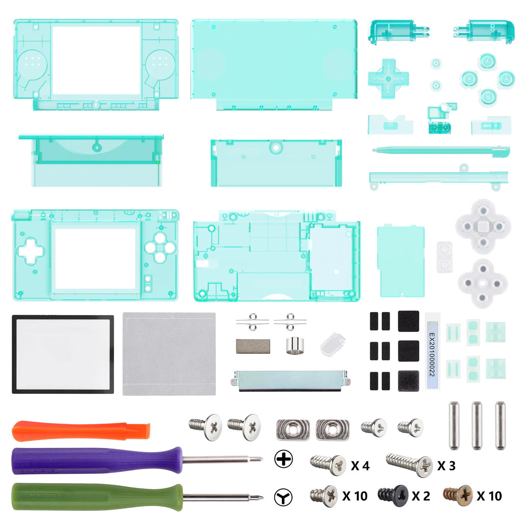 eXtremeRate Replacement Full Housing Shell for Nintendo DS Lite Custom Case Cover Button Screen Len for NDSL - Clear Series