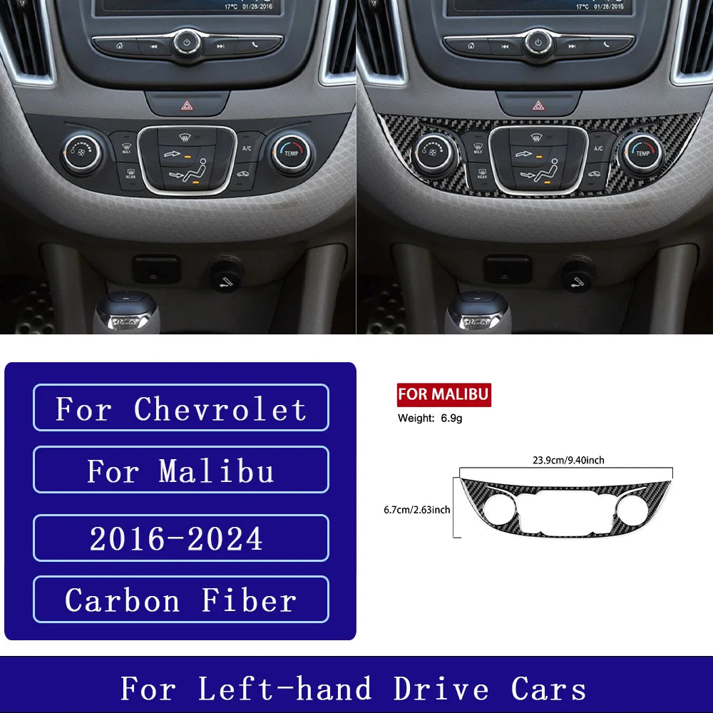 For Chevrolet Malibu 2016-2024 Carbon Fiber Central Control Button Panel Trim Cover Car Interior Accessories Decorative Stickers