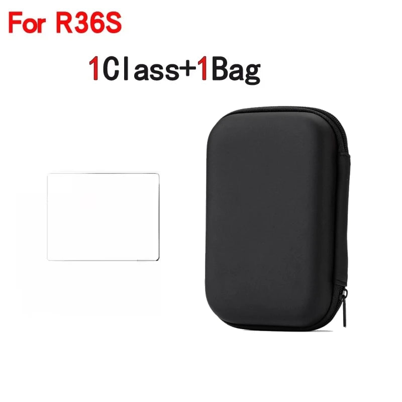 For R36S/R35XX Game Console Storage Bag EVA Hard Portable Protective Case Accessories R36S Silicone Cover Screen Protector Film