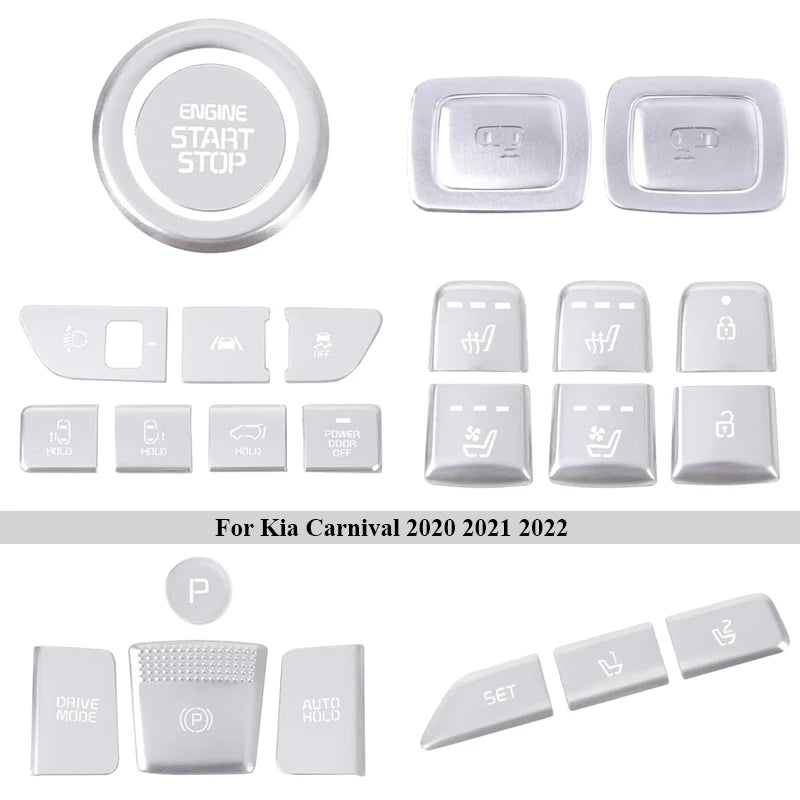 For Kia Carnival Sedona KA4 2021 2022 Full Car Interior Button Aluminum Alloy Covering Protective Decoration Stickers