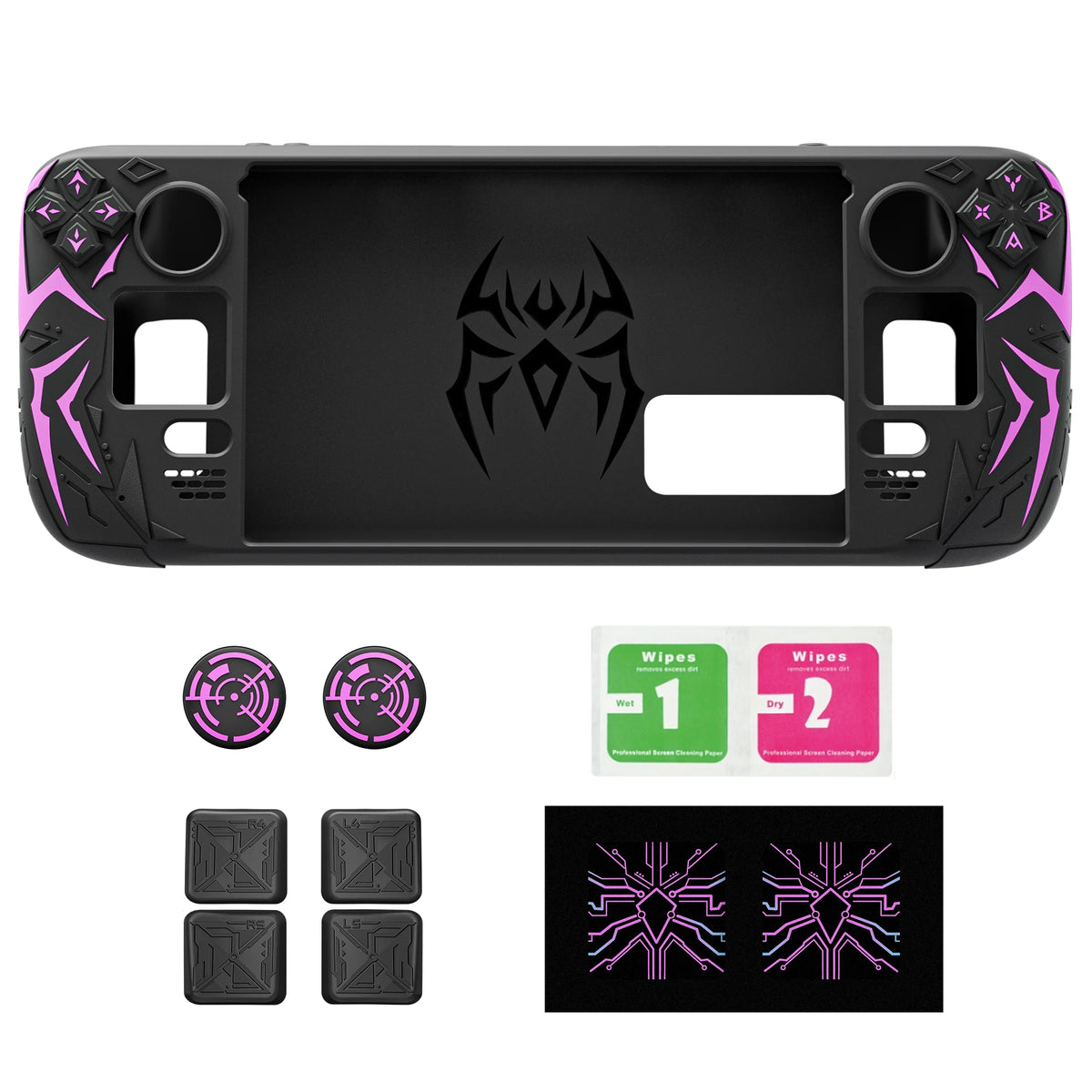 PlayVital Cyber Spider Silicone Case for Steam Deck OLED/LCD Anti-Slip Grip Cover with Back Button Enhancements Protective Skin
