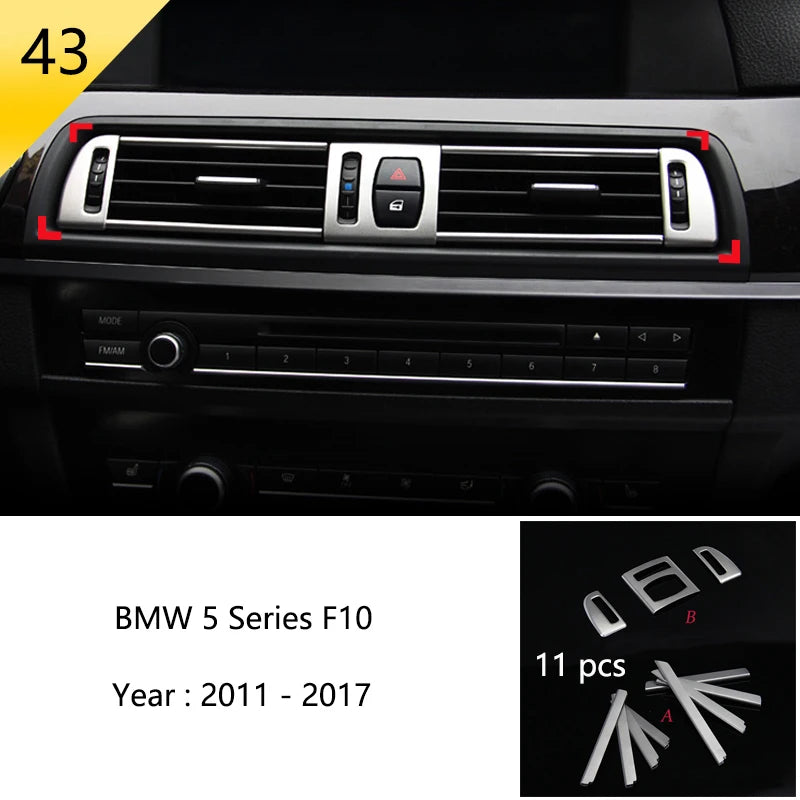 For BMW 5 Series F10 F18 Car Styling Interior Buttons Panel Frame Decoration Cover Trim Car Sticker Stainless Steel Accessories