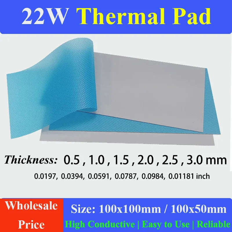 22W/mk 100x100mm Soft Thermal Pad Sheets 0.5mm 1.0mm 1.5mm 2