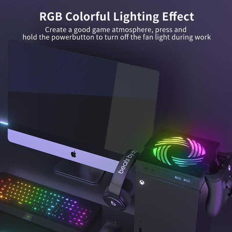 AOLION RGB Cooling Fan for Xbox Series X/S Adjustable Speed 