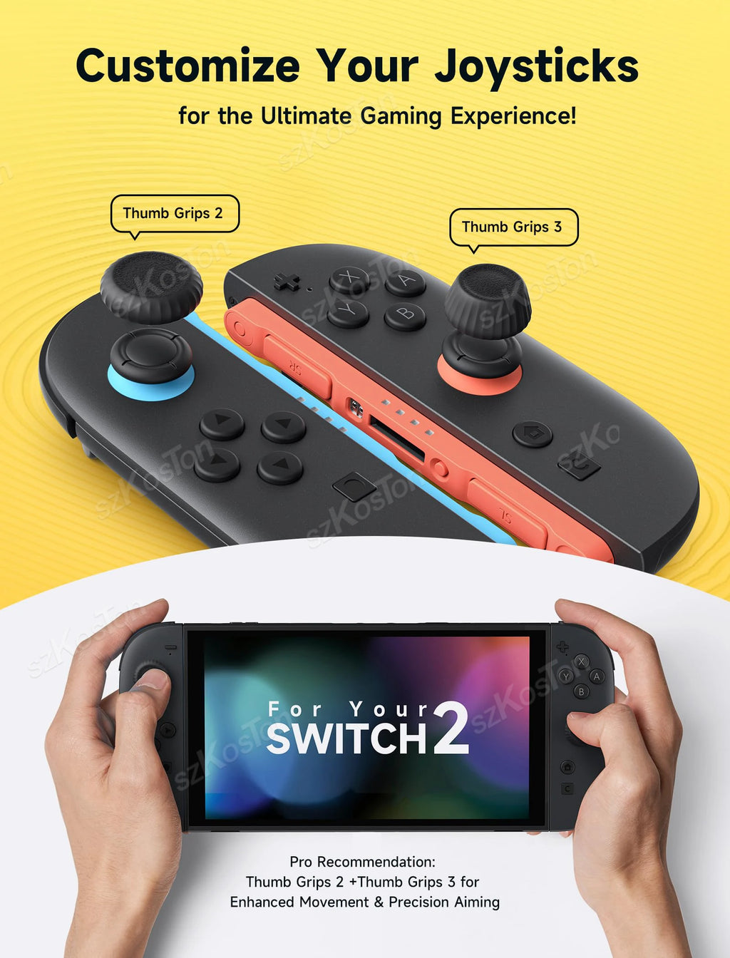 Thumb Grips Caps for Switch 2 Joyco Ergonomic Design Enhance