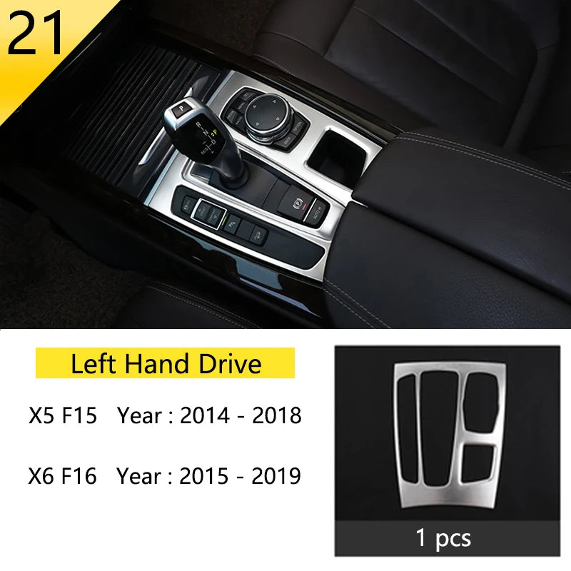 Chrome Car Styling Interior Button Panel Decoration Cover Trim Sticker frame For BMW X5 X6 F15 F16 2014-2019 Auto Accessories
